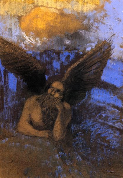 Main Product Photo of Aged Angel Painting by Odilon Redon