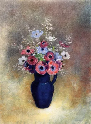 Anemones in a Jug Oil painting by Odilon Redon