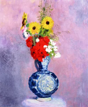 Bouquet of Flowers in a Blue Vase II by Odilon Redon - Oil Painting Reproduction