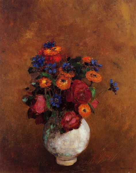 Main Product Photo of Bouquet of Flowers in a White Vase Painting by Odilon Redon