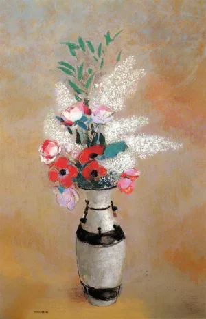 Bouquet with White Lilies in a Japanese Vase Oil painting by Odilon Redon