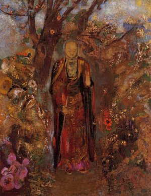 Buddah Walking among the Flowers Oil painting by Odilon Redon
