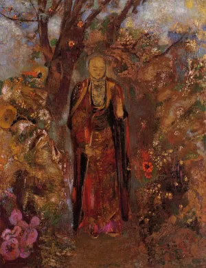 Buddah Walking among the Flowers painting by Odilon Redon