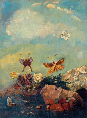 Butterflies by Odilon Redon Oil Painting
