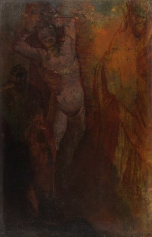 Composition a trois personnages by Odilon Redon Oil Painting