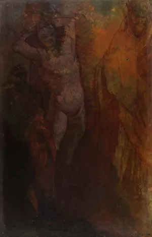 Composition a trois personnages by Odilon Redon Oil Painting