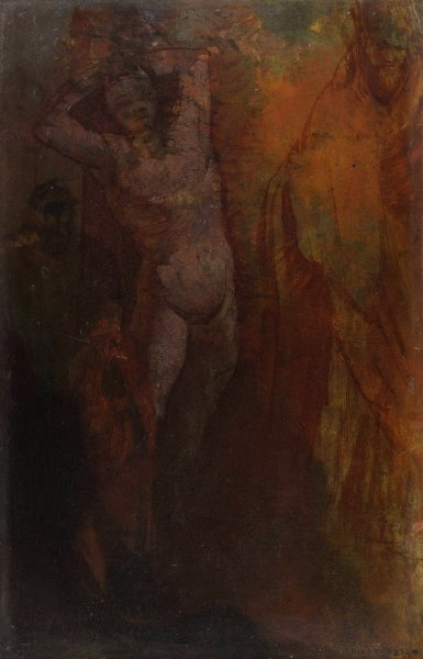 Main Product Photo of Composition a trois personnages Painting by Odilon Redon