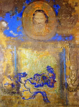 Evocation Head of Christ or Inspiration from a Mosaic in Ravenna painting by Odilon Redon
