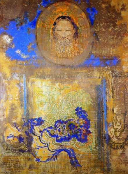 Evocation Head of Christ or Inspiration from a Mosaic in Ravenna by Odilon Redon - Hand-Painted Oil Painting Reproduction