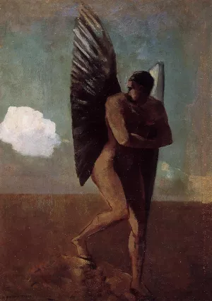 Fallen Angel Looking at at Cloud painting by Odilon Redon
