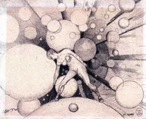 Female Nude Amidst the Spheres by Odilon Redon - Oil Painting Reproduction