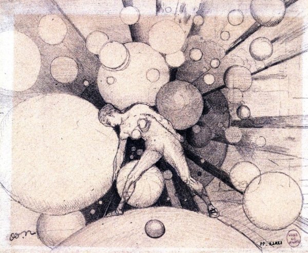 Female Nude Amidst the Spheres by Odilon Redon - Hand-Painted Oil Painting Reproduction