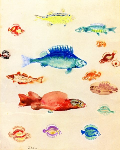 Fish Series No. 5 by Odilon Redon - Hand-Painted Oil Painting Reproduction