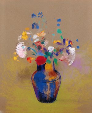 Fleurs Sur Fond Gris by Odilon Redon Oil Painting