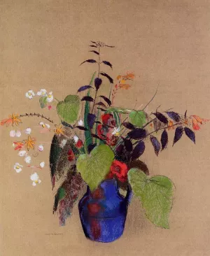 Flowers in a Blue Jug by Odilon Redon Oil Painting