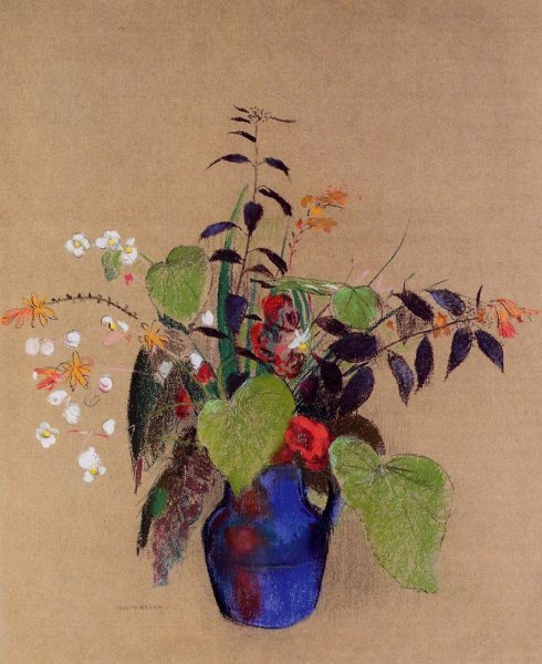 Main Product Photo of Flowers in a Blue Jug Painting by Odilon Redon