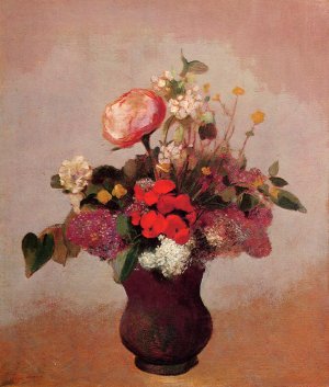 Flowers in a Brown Vase
