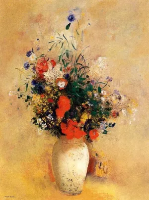 Flowers in a Chinese Base by Odilon Redon - Oil Painting Reproduction