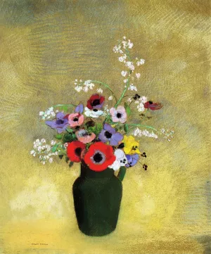 Flowers in a Green Pitcher painting by Odilon Redon