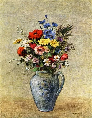 Flowers in a Vase with one Handle by Odilon Redon - Oil Painting Reproduction