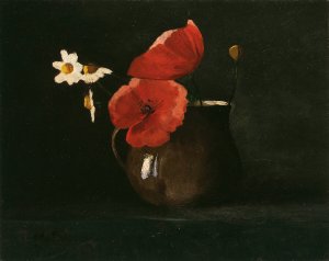 Flowers; Poppies and Daisies by Odilon Redon Oil Painting