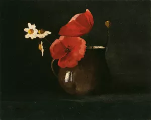 Flowers; Poppies and Daisies by Odilon Redon Oil Painting