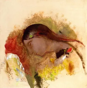 Head of a Sleeping Woman by Odilon Redon - Oil Painting Reproduction
