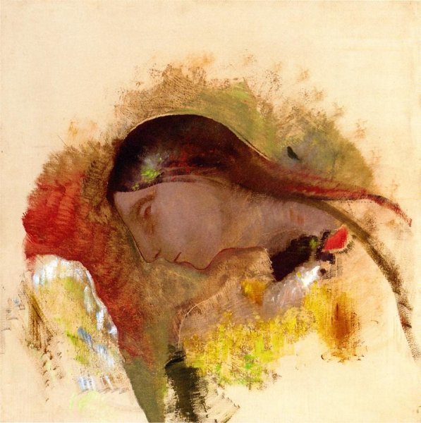 Main Product Photo of Head of a Sleeping Woman Painting by Odilon Redon
