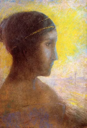 Head of a Young Woman in Profile by Odilon Redon - Oil Painting Reproduction
