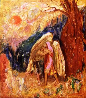 Jacob Wrestling with the Angel painting by Odilon Redon