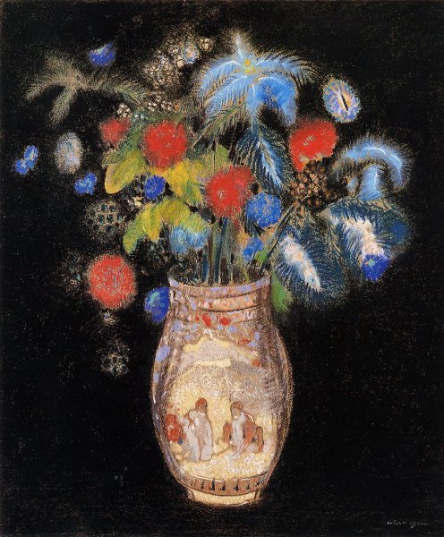Main Product Photo of Large Boquet on a Black Background Painting by Odilon Redon