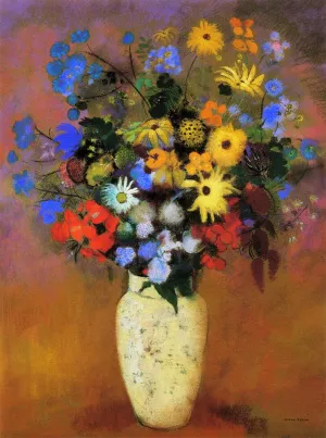 Large Bouquet in a Japanese Vase by Odilon Redon - Oil Painting Reproduction
