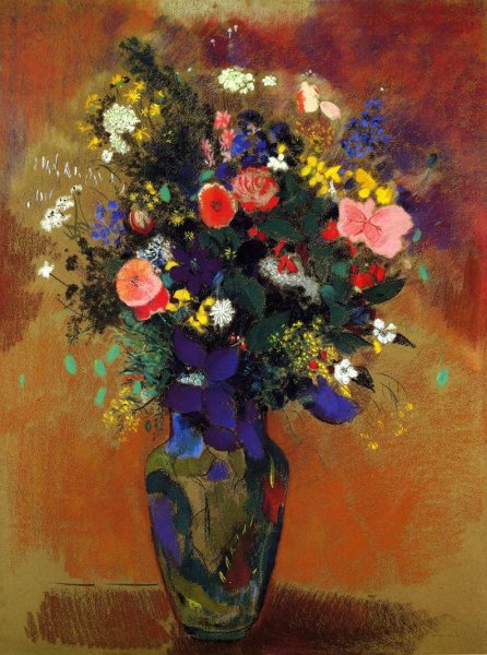 Main Product Photo of Large Bouquet of Wild Flowers Painting by Odilon Redon