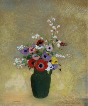 Large Green Vase with Mixed Flowers by Odilon Redon Oil Painting