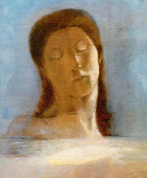 Les Yeux Clos Closed Eyes Oil painting by Odilon Redon