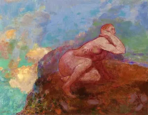 Nude Woman on the Rocks by Odilon Redon - Oil Painting Reproduction