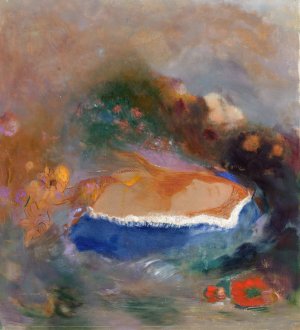 Ophelia with a Blue Wimple in the Water by Odilon Redon Oil Painting