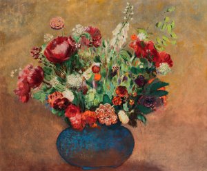 Pavots et Oillets de poete dans un vase by Odilon Redon Oil Painting