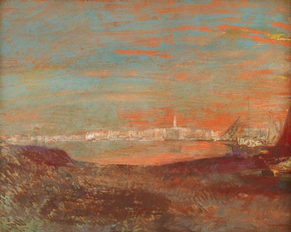 Paysage Italien by Odilon Redon - Hand-Painted Oil Painting Reproduction