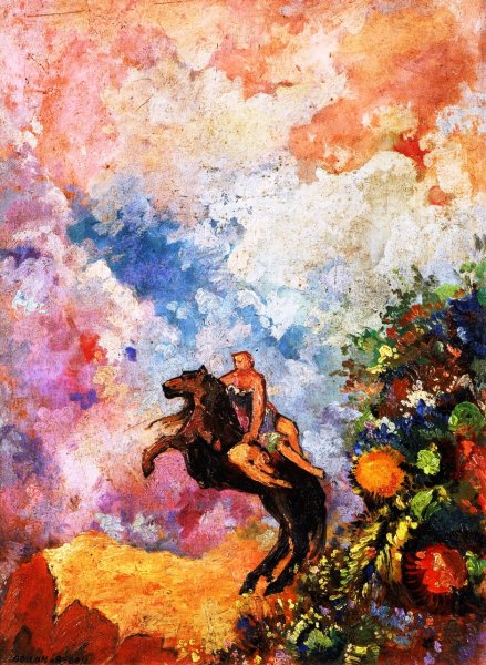 Pegasus and the Muse by Odilon Redon - Hand-Painted Oil Painting Reproduction