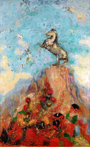 Pegasus upon His Rock also known as The Peak by Odilon Redon Oil Painting