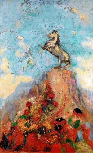 Pegasus upon His Rock also known as The Peak by Odilon Redon - Oil Painting Reproduction
