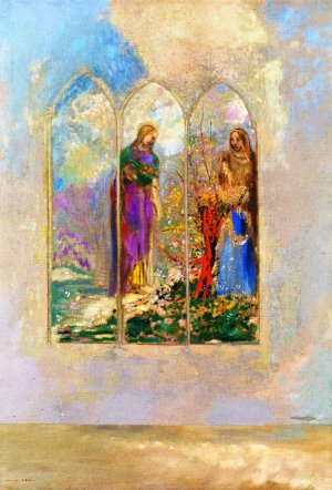 Piety beside a Red Tree by Odilon Redon Oil Painting