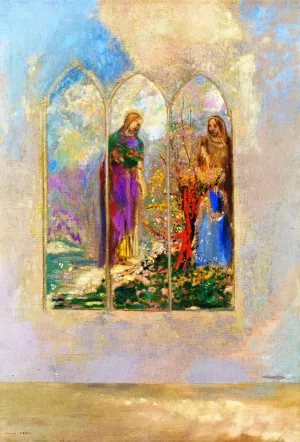 Piety beside a Red Tree by Odilon Redon - Oil Painting Reproduction