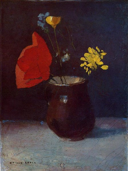 Main Product Photo of Pitcher of Flowers Painting by Odilon Redon