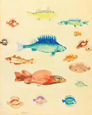 Poissons by Odilon Redon Oil Painting