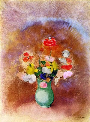 Poppies in a Vase Oil painting by Odilon Redon