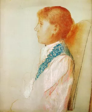 Portrait of Madame Redon in Profile Oil painting by Odilon Redon