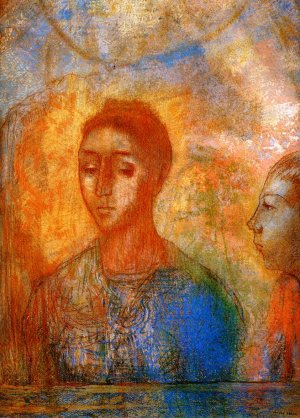 Portrait of Madame Redon with Ari Oil painting by Odilon Redon