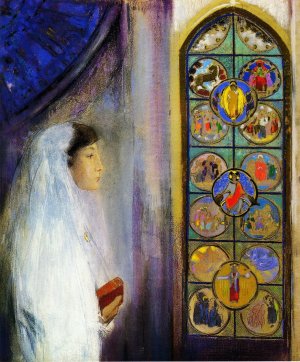 Portrait of Simone Fayet in Holy Communion Oil painting by Odilon Redon